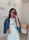 EKRU NAKIŞ DETAY VATKALI TSHİRT