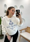 EKRU PARLAK NAKIŞ KOLEJ SWEAT 