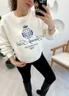 EKRU PARLAK NAKIŞ KOLEJ SWEAT 