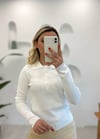 EKRU POLO YAKA DÜĞME DETAY KAZAK 