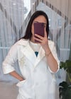 EKRU REGLAN İŞLEMELİ TRENÇ