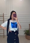 EKRU-SAKS BASKILI TSHİRT 