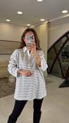 EKRU-SİYAH 3587 ÇİZGİLİ SWEAT 