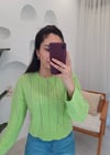 ELMA YEŞİL TAŞ DETAY TRİKO KAZAK 