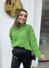 ELMA YEŞİLİ AJURLU PONPONLU KAZAK