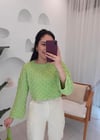 ELMA YEŞİLİ KABARTMA DESEN TRİKO KAZAK