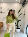 FISTIK YEŞİL 32530 FULARLI BLUZ