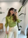 FISTIK YEŞİL 32530 FULARLI BLUZ