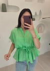 FISTIK YEŞİL BÜZGÜLÜ BLUZ