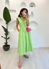 FISTIK YEŞİLİ VATKALI GÖMLEK ELBİSE