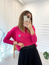 FUŞYA BROŞLU  İPEK PAMUK BLUZ 
