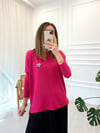 FUŞYA BROŞLU  İPEK PAMUK BLUZ 