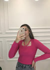 FUŞYA YAKASI ÇAPRAZ İPLİ TRİKO 