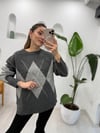GRİ 0910 BAKLAVA DESEN KAZAK