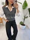 GRİ 3011 TAŞ İŞLEME TRİKO GÖMLEK