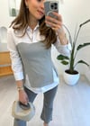 GRİ-BEYAZ 34163 BÜSTİYER GÖMLEK 