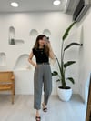 HAKİ 0985 KEMERLİ KETEN PANTOLON
