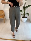 HAKİ 0985 KEMERLİ KETEN PANTOLON