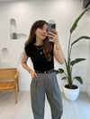 HAKİ 0985 KEMERLİ KETEN PANTOLON