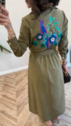HAKİ 4783 NAKIŞLI ELBİSE 