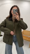 HAKİ 7095 KADİFE YAKA TRENÇ 