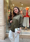 HAKİ İPEK SATEN SWAROSKİ İŞLİ SWEAT