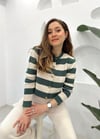 HAKİ-TAŞ ÇİZGİLİ KISA HIRKA