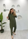 HAKİ YAKASI DERİ DETAY PANTOLON TAKIM