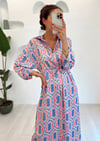 İRİS RETRO DESEN ELBİSE 