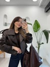 KAHVE 0008 KISA DERİ CEKET 