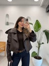 KAHVE 0008 KISA DERİ CEKET 