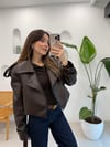 KAHVE 0008 KISA DERİ CEKET 