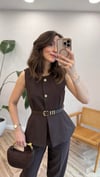 KAHVE 0163 KEMERLİ YELEK 
