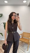 KAHVE 0163 KEMERLİ YELEK 