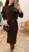 KAHVE 0260 TRİKO ELBİSE  