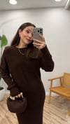 KAHVE 0260 TRİKO ELBİSE  
