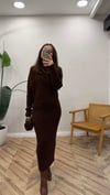 KAHVE 0260 TRİKO ELBİSE  