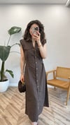 KAHVE 0473 KETEN ELBİSE