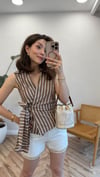 KAHVE 0682 ÇİZGİLİ BLUZ 
