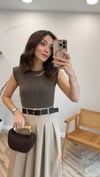 KAHVE 0841 KEMERLİ ELBİSE 
