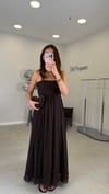 KAHVE 1025 PİLELLİ ASKILI ELBİSE 