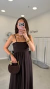 KAHVE 1025 PİLELLİ ASKILI ELBİSE 