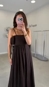 KAHVE 1025 PİLELLİ ASKILI ELBİSE 