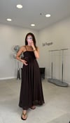 KAHVE 1025 PİLELLİ ASKILI ELBİSE 