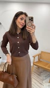 KAHVE 1057 SİMLİ  DÜĞMELİ HIRKA