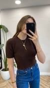 KAHVE 10651 KISA KOL TRİKO KAZAK