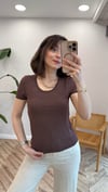 KAHVE 10730 AJURLU FİYONK DTY TRİKO BLUZ 