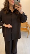 KAHVE 1081 ÇİZGİLİ GÖMLEK TAKIM 