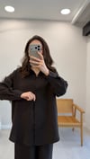 KAHVE 1081 ÇİZGİLİ GÖMLEK TAKIM 