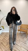 KAHVE 1138 LEOPAR DESEN PANTOLON 